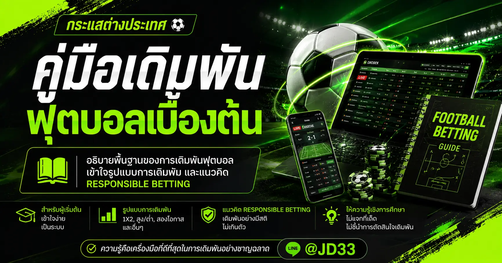 คู่มือเดิมพันฟุตบอลเบื้องต้น อธิบายรูปแบบการเดิมพันฟุตบอลและแนวคิด Responsible Betting สำหรับผู้เริ่มต้น
