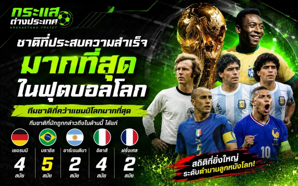 สรุปสถิติตำนานลูกหนังโลก รายชื่อทีมชาติที่คว้าแชมป์ฟุตบอลโลกมากที่สุดและประสบความสำเร็จมากที่สุดในประวัติศาสตร์