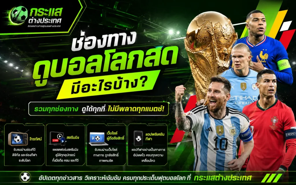 แนะนำช่องทางการดูบอลโลกสด รวบรวมแพลตฟอร์มรับชมฟุตบอลโลก และวิธีติดตามถ่ายทอดสดแบบถูกลิขสิทธิ์