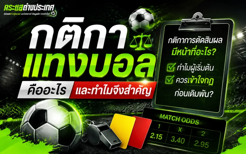 อธิบายความหมายกติกาแทงบอล ความสำคัญของกฎการตัดสินผลเดิมพันฟุตบอลสำหรับผู้เริ่มต้น และตัวอย่างราคาน้ำแฮนดิแคป 1X2