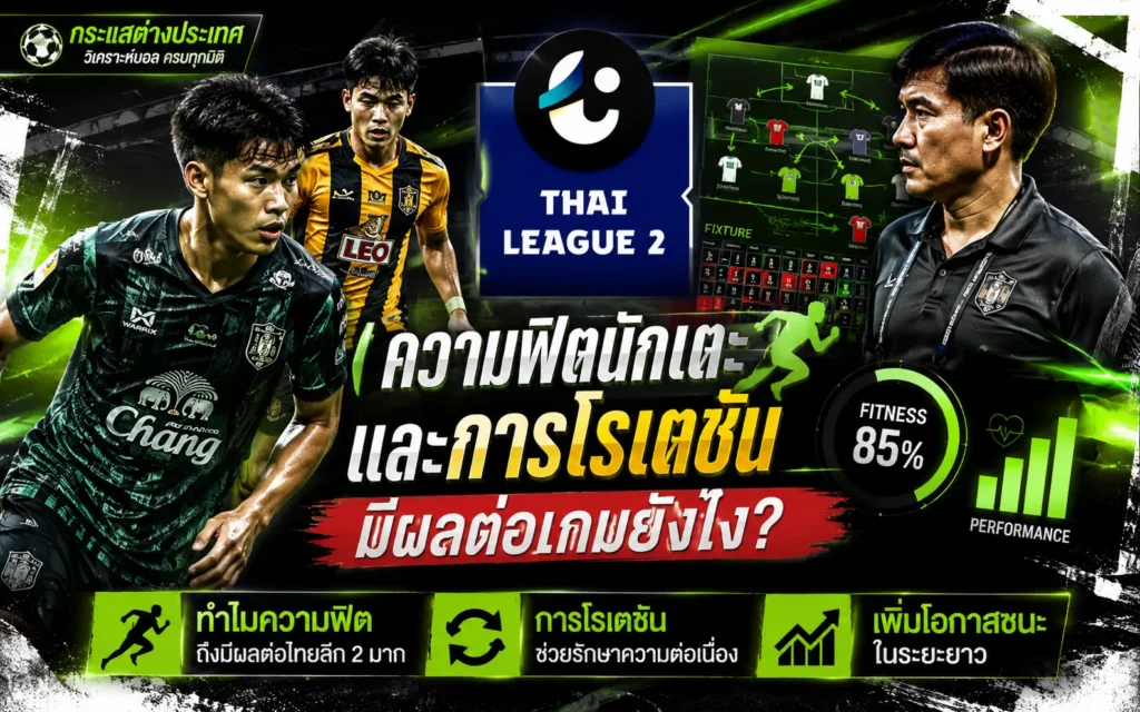 ความฟิตนักเตะและการโรเตชันในไทยลีก 2 ส่งผลต่อรูปเกมอย่างไร พร้อมอธิบายผลกระทบต่อฟอร์มทีม ความต่อเนื่อง และประสิทธิภาพการแข่งขัน