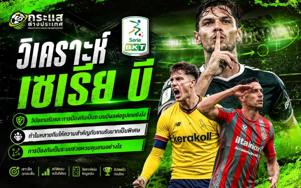 วิเคราะห์ฟุตบอล เซเรีย บี อิตาลี โดยอธิบายผลของวินัยเกมรับและการป้องกันเป็นระบบที่มีต่อรูปแบบการแข่งขัน
