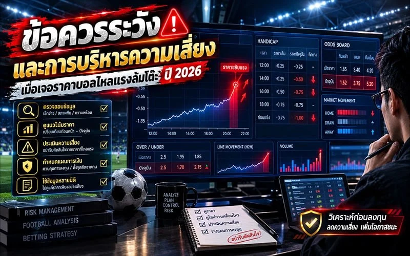ข้อควรระวังและการบริหารความเสี่ยง เมื่อเจอราคาบอลไหลแรงล้มโต๊ะ ปี 2026