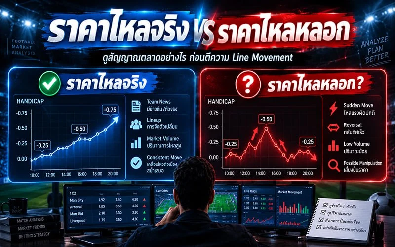 วิธีแยกแยะ "ราคาไหลจริง" vs "ราคาไหลหลอก" จากเคสราคาบอลไหลแรงล้มโต๊ะ