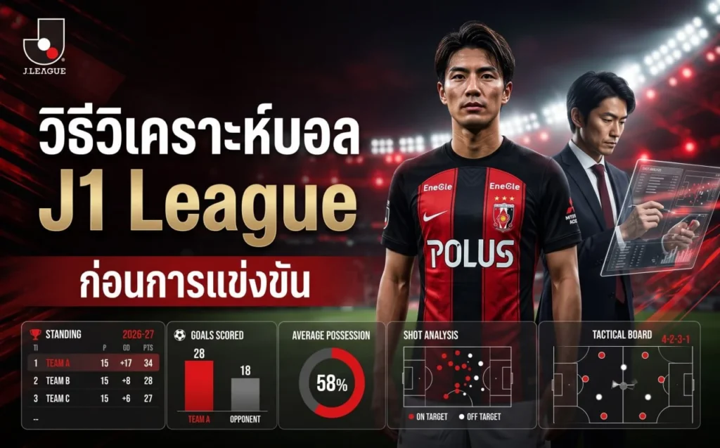 วิธีวิเคราะห์บอล J1 League ก่อนการแข่งขัน ดูสถิติทีม ฟอร์มการเล่น และแท็กติกก่อนเกม