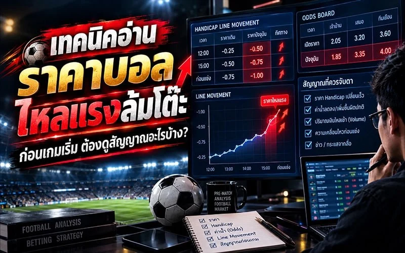 เทคนิคอ่านราคาบอลไหลแรงล้มโต๊ะ ก่อนเกมเริ่มดูอย่างไรให้แม่นยำ?